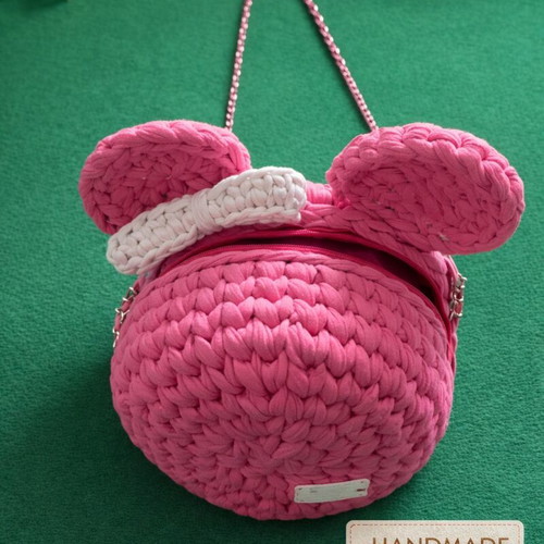 Handmade Minnie Mouse bag new, pink children's with white bow