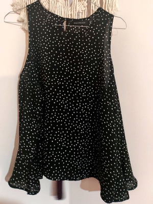 Polka Dot Blouse Like New With Distinctive Sleeves Black White