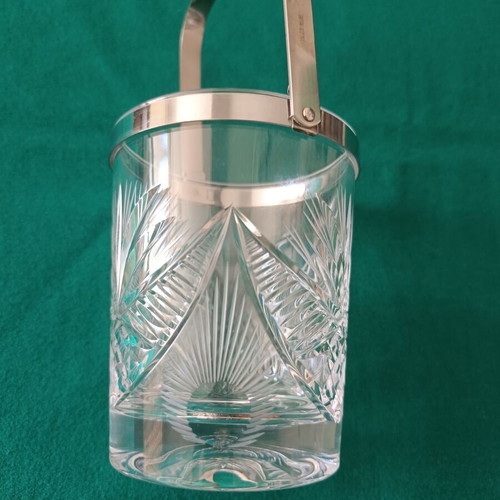 Vintage Bohemia crystal whiskey glasses set of 6 with ice bucket like new