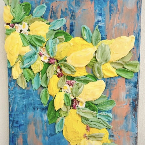 Painting with lemons new, 3D handmade artwork