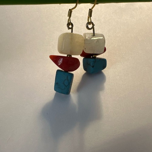 Vintage hanging earrings like new with multicolored stones