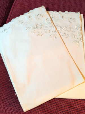 Handmade pillowcases with excellent fabric, unused
