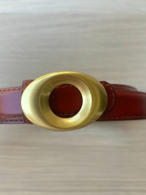 Women's belt new, red with gold buckle