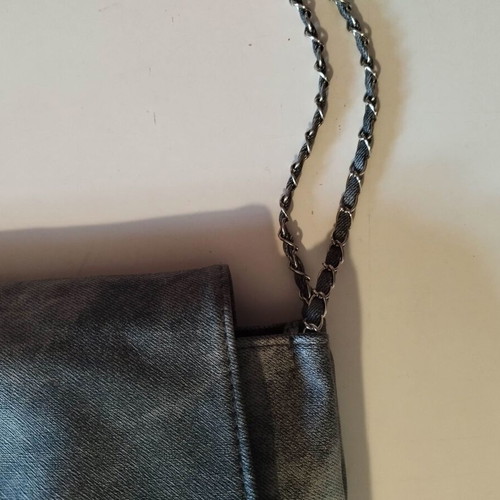 Shein shoulder bag faux leather denim print with silver chain new