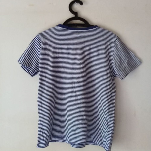 Summer T-shirt Mango used, white and blue, size M