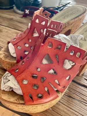 Δερμάτινα χειροποίητα mules KOKKAS SHOES 37, σαν καινούργια, κόκκινα