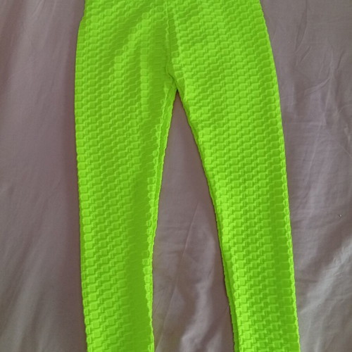 Bubble sports leggings neon yellow one size new
