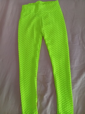 Bubble sports leggings neon yellow one size new