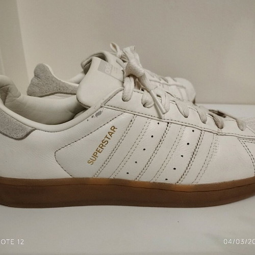 Adidas Superstar used white and grey athletic shoes size 41 and 1/3