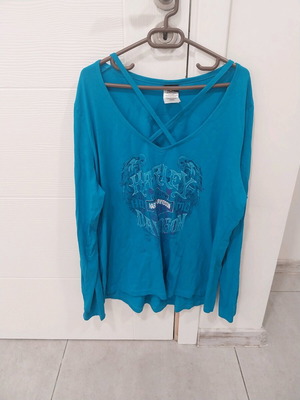 Harley Davidson long sleeve top criss cross v-neck size 1X blue like new