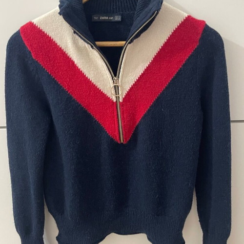 Zara sweater used, size M, white and red