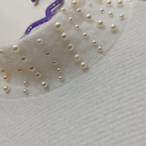 Knitted white dress with pearls like new, size M