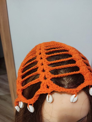 Summer hat handmade, soft, orange accessory