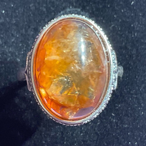 Fire Quartz Silver Ring one size