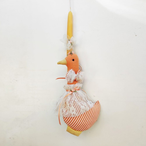 Candle with striped fabric duck new