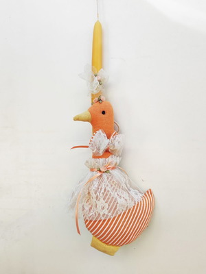 Candle with striped fabric duck new