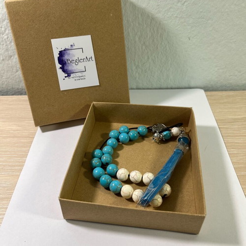 Handmade worry beads with chalcedony semi-precious stones new