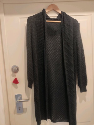 Knitted cardigan with hood like new, black