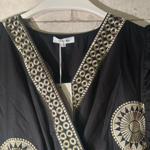 Sweet Miss embroidered black dress new with gold details, size L