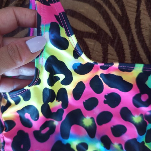 Girls' animal print swimsuit, size 6-7 years, multicolor
