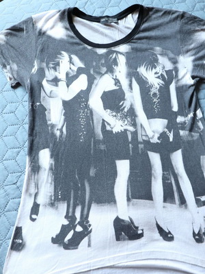Zara blouse with girls and rhinestones used, size M