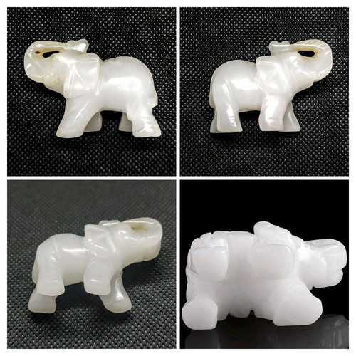 Small Elephant Figurine Made of White Nephrite Like New
