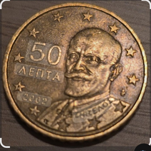 50 Cent Coin 2002 with 'F' used