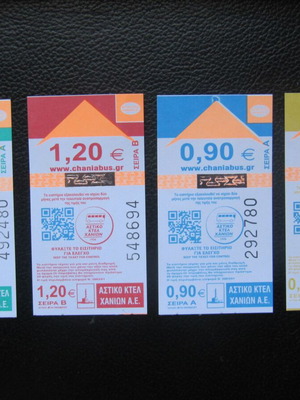 Chania urban transport tickets new, pack of 4