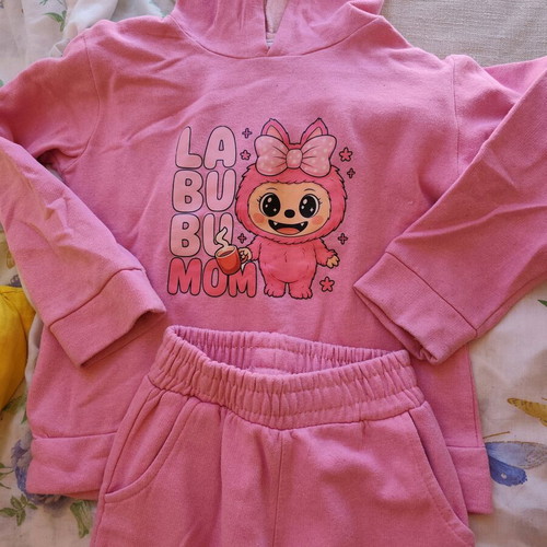 Girls' pink tracksuit set used, size 6-7 years