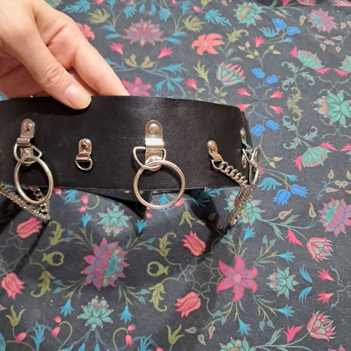 Bershka black belt with silver chains small-medium, like new