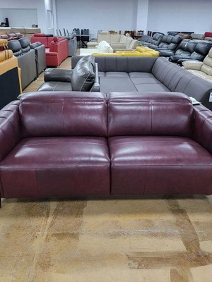 Bordeaux leather sofa three-seater new, 100% genuine leather with removable backrests
