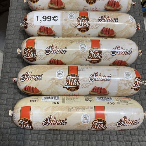 Fisi Pet Food Salami with Beef pack of 5, 4kg, new