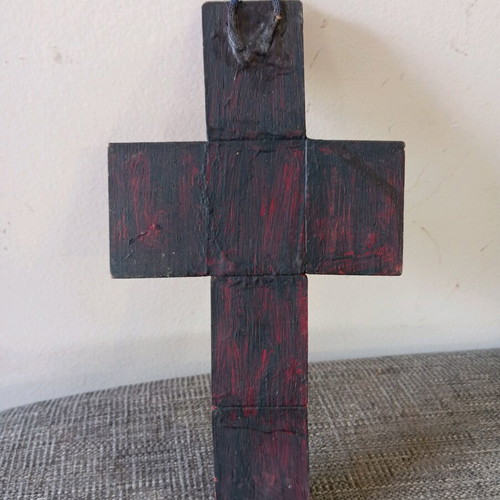 Vintage cross composition with canvases used 23x12 cm