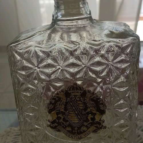 Vintage glass bottle Providentiae Memor new, Italy 1960/70
