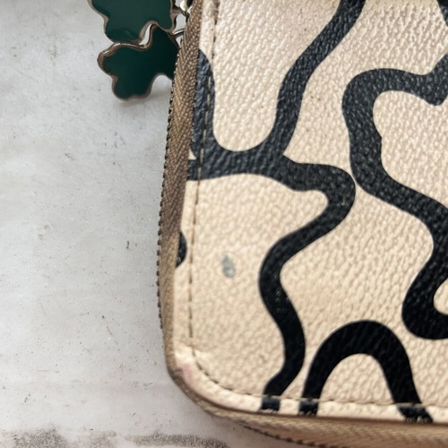 Tous Large Zip Around Wallet used, floral print, black and cream