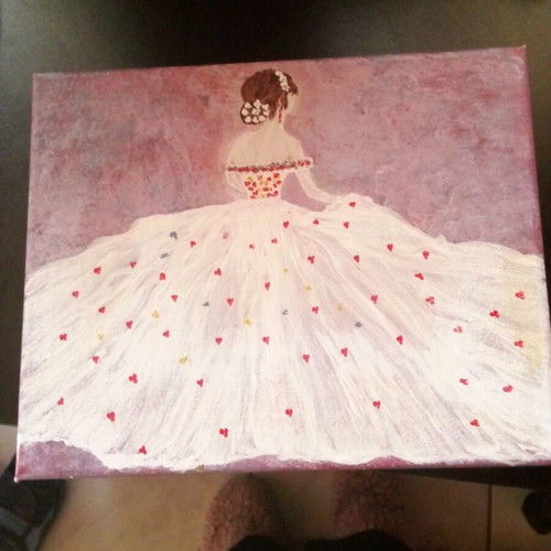 Handmade painting girl with wedding dress new 30x24