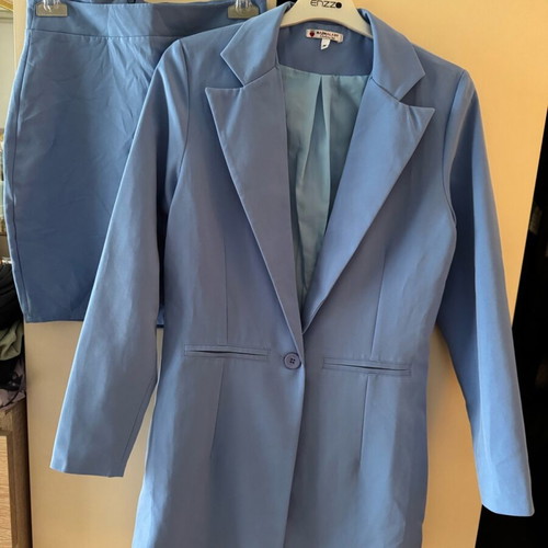 Zara suit set jacket and skirt like new, blue and turquoise, small and medium