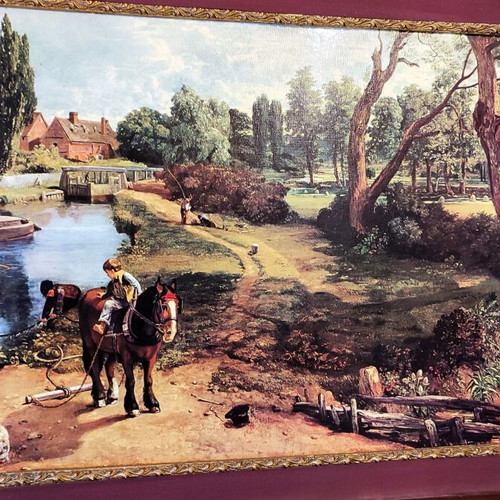 Vintage Flatford Mill Print by John Constable with Large Carved Frame used
