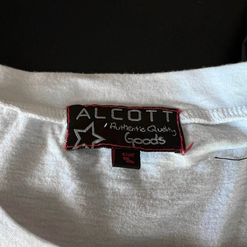 Alcott white t-shirt with print and satin bow new, size S