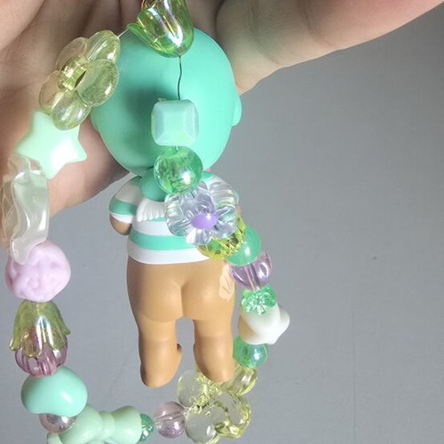 Authentic Sonny Angel Summer Vacation Manatee Keychain with Handmade Beaded Charm