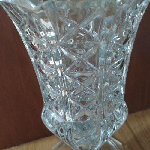 Italian glass vase with embossed design, new