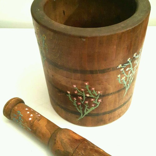 Wooden vintage mortar used in excellent condition
