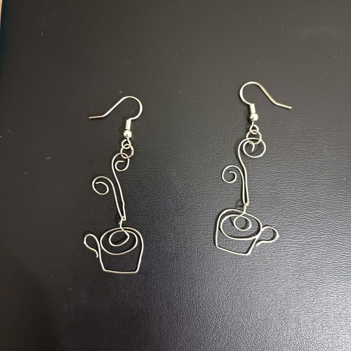 Earrings coffee mug handmade from scratch, stainless wire