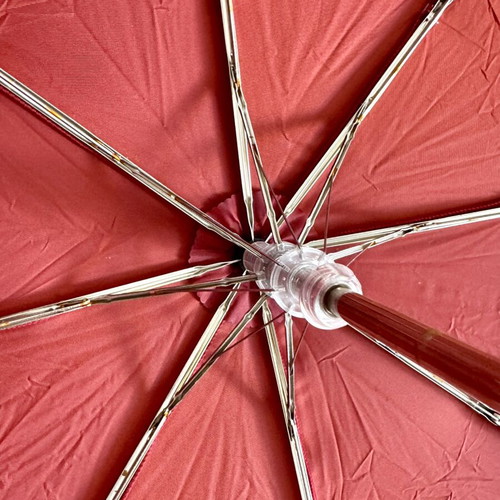 Vintage Longchamp Pierre Vaux folding umbrella, like new, red