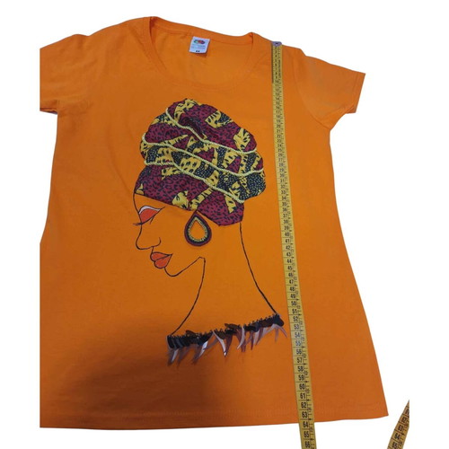 Fruit of the Loom Africana Handmade T-shirt new, colorful orange
