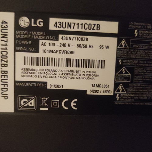 LG43un711c0zb smart TV used with broken screen fully functional