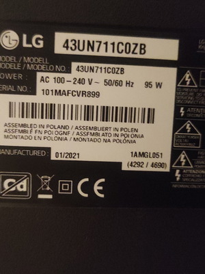 LG43un711c0zb με σπασμένη οθόνη, πλήρης λειτουργία smart, μεταχειρισμένη