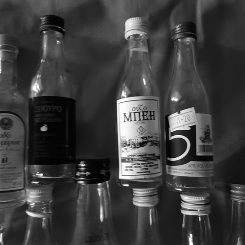 Collectible glass ouzo miniatures used, pack of 12