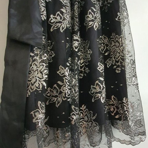 Lace dress new, black with silver flowers, size S