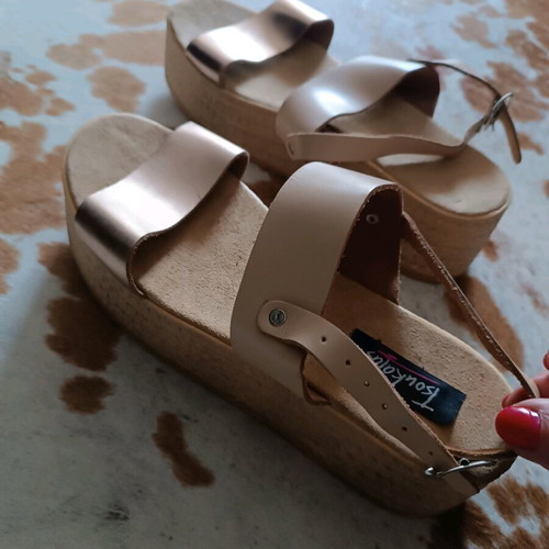 Beige-gold platform sandals new size 41